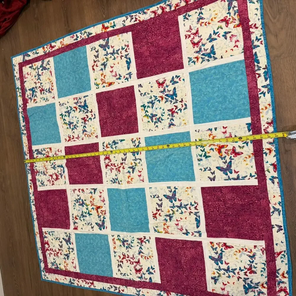 Handmade Butterfly Quilt Throw 52x52 Personalized Label Signed Christmas 2016